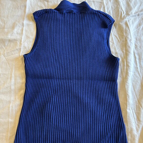 August Silk Petite Small PS Ladies Tank Navy Blue Top 32% Silk - Picture 3 of 9